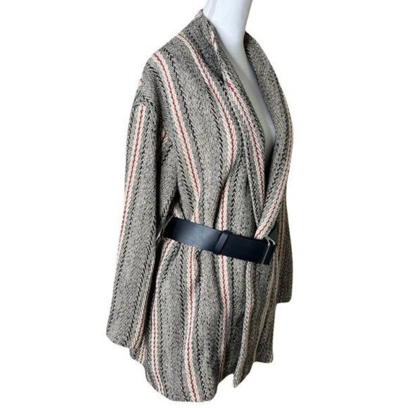 ba&sh Manteau Yumi Muscade Patterned Knit Coat Medium - Picture 8 of 14